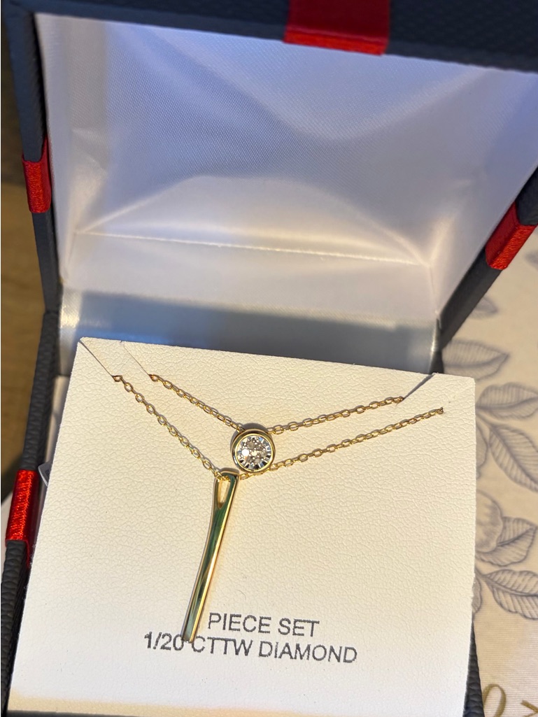 Lord & Taylor Gold Two-Piece Women's Necklace Set With Clear Stone Accent